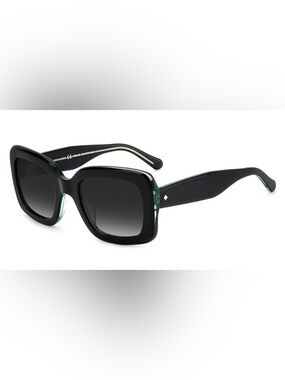 Kate Spade Black with Green Accent Square Sunglasses w/ case